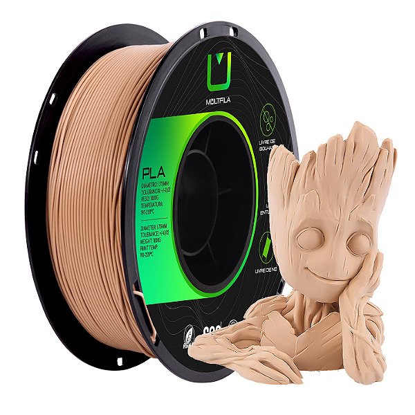 Filamento MultFila Impressora 3D PLA Marron Madeira 1kg 1.75mm Premium
