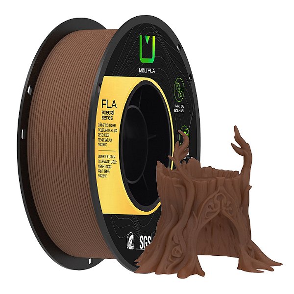 Filamento MultFila Impressora 3D PLA Especial Woody Carvalho 1kg 1.75mm Premium