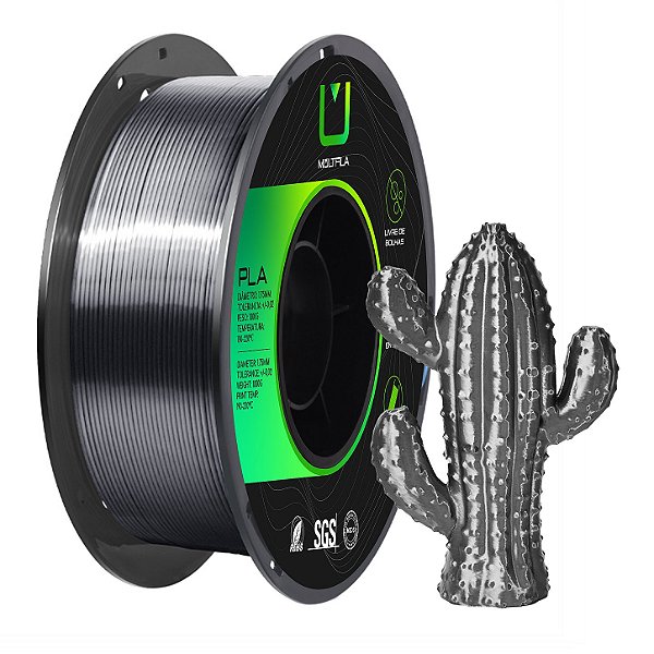 Filamento MultFila Impressora 3D PLA Silk Preto 1kg 1.75mm Premium