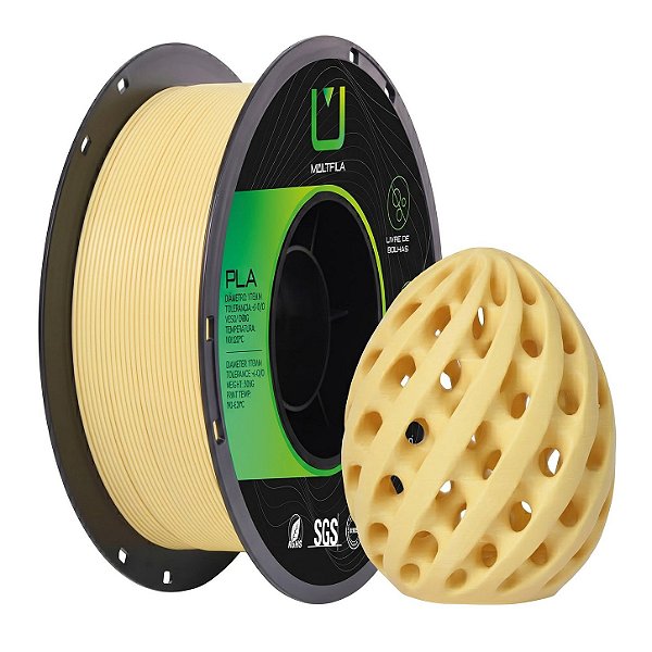 Filamento Multfila Impressora 3D Premium PLA Matte Amarelo Creme 1kg 1.75mm