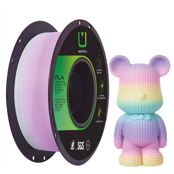 Filamento Multfila Impressora 3D Premium PLA Especial Rainbow Matte Lollipop 1kg 1.75mm