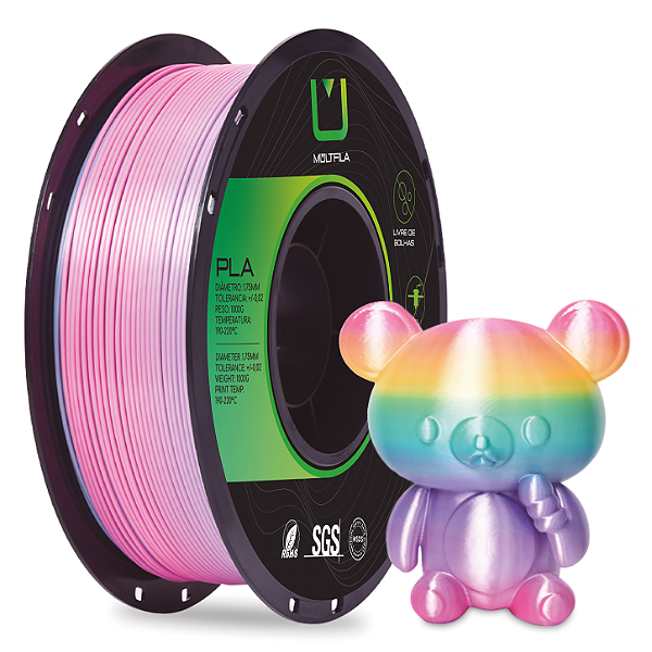 Filamento Multfila Impressora 3D Premium PLA Silk Rainbow Unicorn 1kg 1.75mm