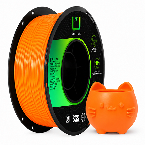 Filamento MultFila Impressora 3D PLA Tangerina 1kg 1.75mm Premium