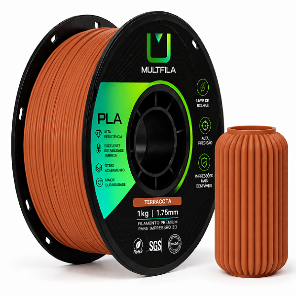 Filamento MultFila Impressora 3D PLA Terracota 1kg 1.75mm Premium