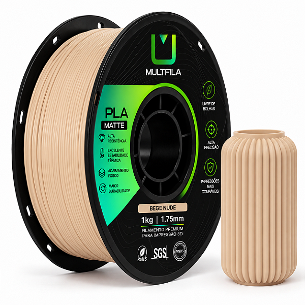 Filamento MultFila Impressora 3D PLA Matte Bege Nude 1kg 1.75mm Premium