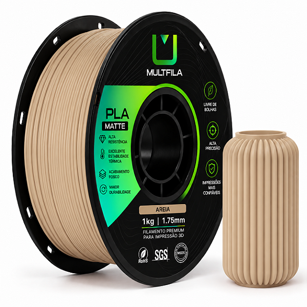 Filamento MultFila Impressora 3D PLA Matte Areia 1kg 1.75mm Premium