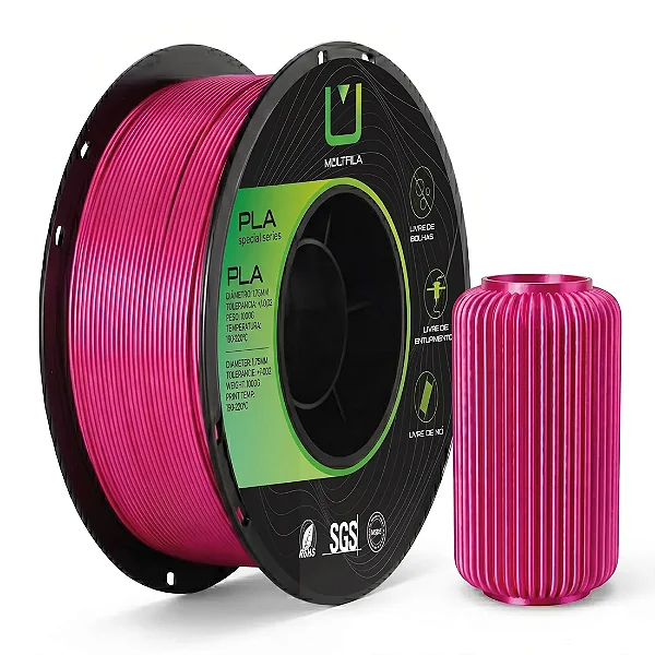 Filamento MultFila Impressora 3D PLA Silk Rosa Hibisco 1kg