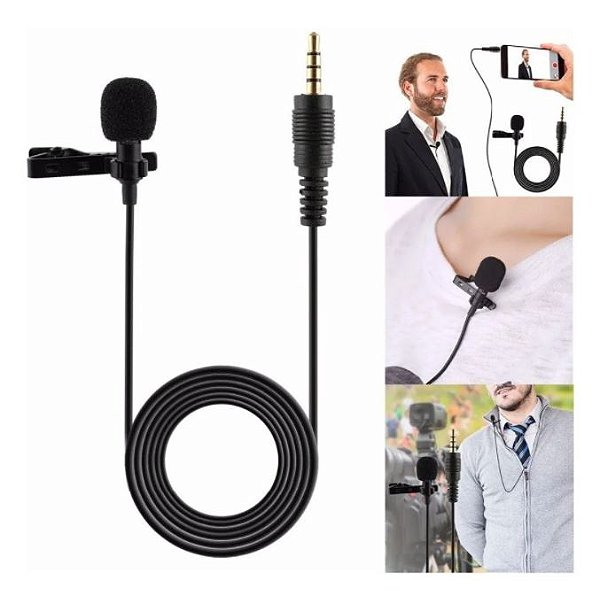 Mini microfone de lapela com encaixe de 3,5 mm - Lavalier
