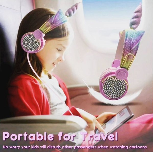 Unicórnio Headphone Fone Infantil Com Led Colorido