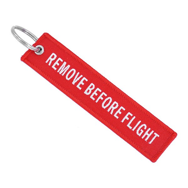 Chaveiro REMOVE BEFORE FLIGHT (Vermelho/Branco)