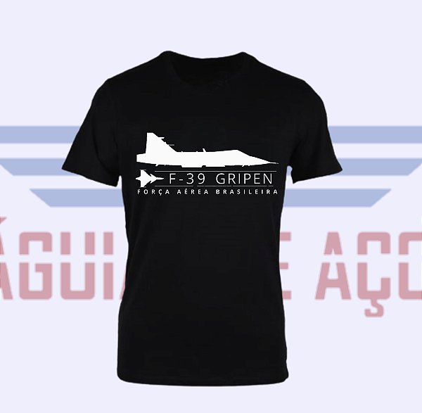 Camiseta F-39 GRIPEN - FAB - PRETA