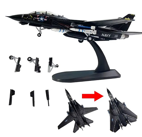 RARÍSSIMO! - F-14 "BLACK BUNNY" - METAL - COM ASAS DE GEOMETRIA VARIÁVEL (1:100)