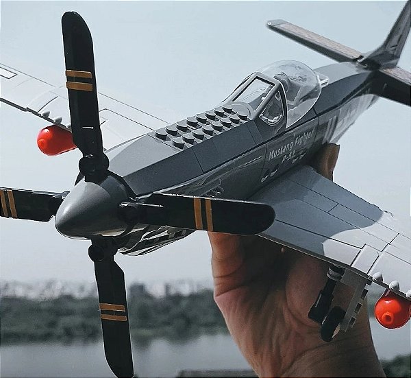 P-51 Mustang - Blocos de montar - 258 peças - GRANDE (43 cm)