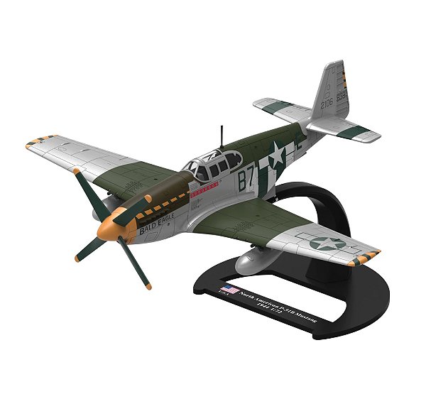 Avião da 2ª Guerra P51 Mustang- METAL - 1:72 - com hélice móvel