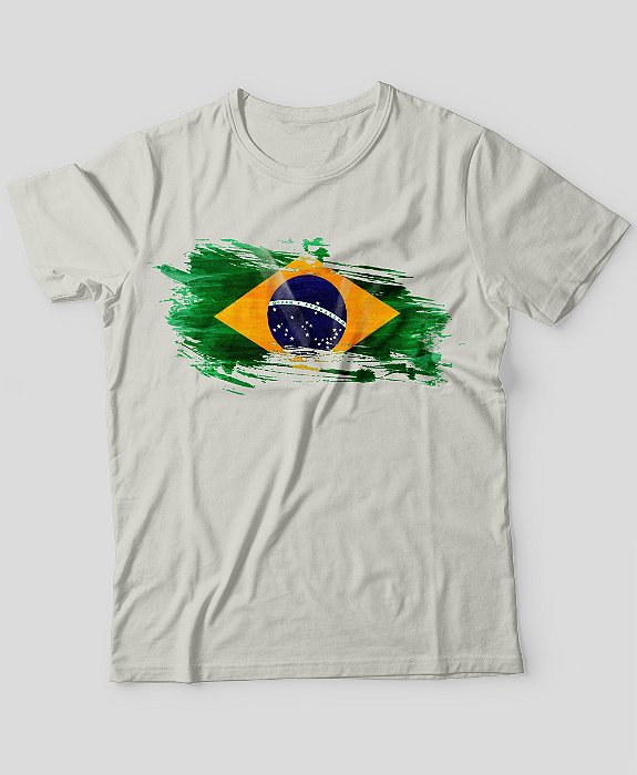Camiseta Brk Fishing Bandeira do Brasil Aquarela com Algodão Egípcio