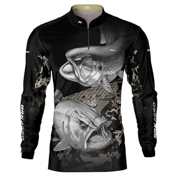 Camisa Agro BRK Preta Peixe Dourado com UV50 +