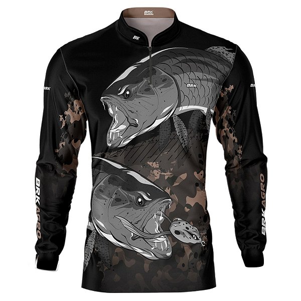 Camisa Agro BRK Preta Traíra com UV50 +