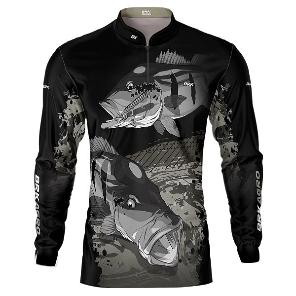 Camisa Agro BRK Preta Tucunaré Açu com UV50 +