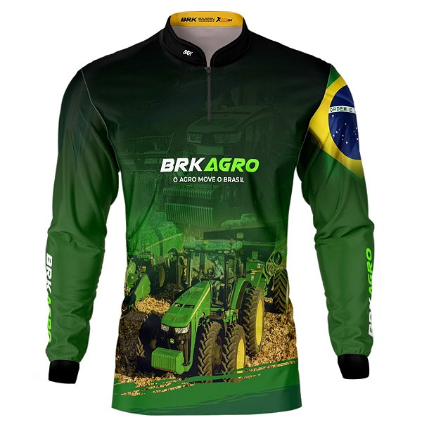 Camisa Agro BRK Verde o Agro Move o Brasil com Proteção UV50+