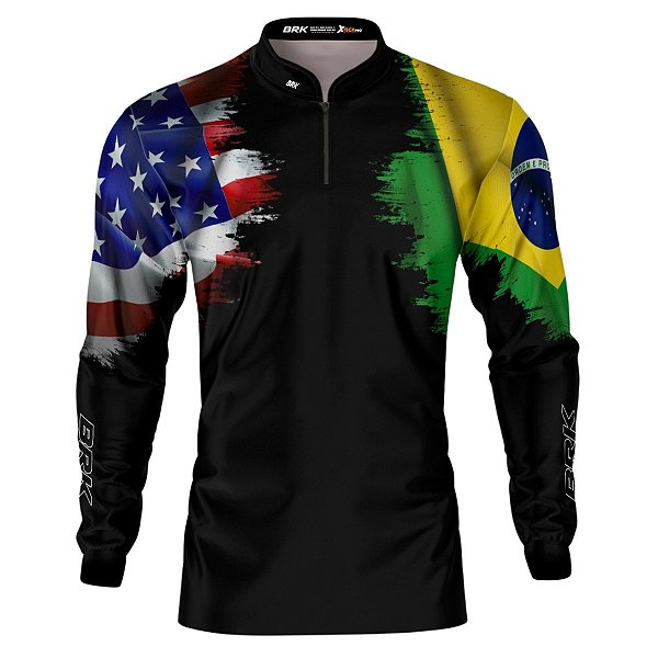 Camisa Agro BRK Bandeira Brasil Estados Unidos com UV50+