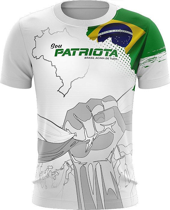 Camiseta Casual BRK Patriota Branca com Proteção UV50+