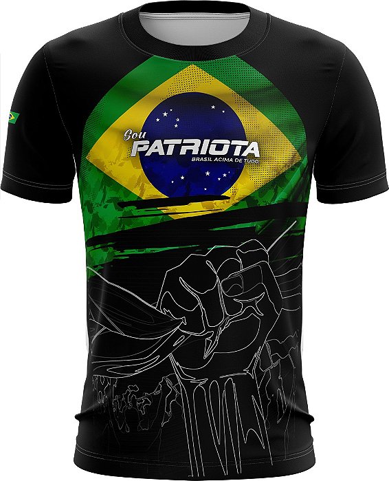 Camiseta Casual BRK Patriota Preta com Proteção UV50+