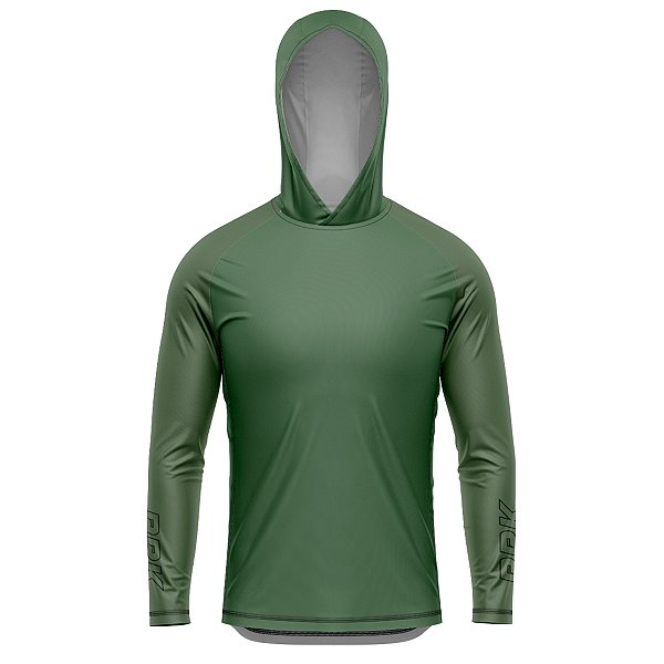 Camisa de Pesca BRK com Capuz Clean Verde Oliva com Proteção UV+