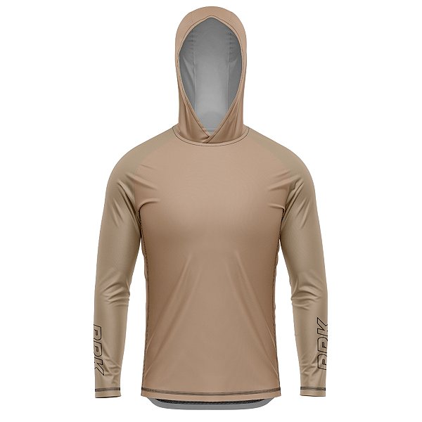 Camisa de Pesca BRK com Capuz Clean Marrom Caqui com Proteção UV50+