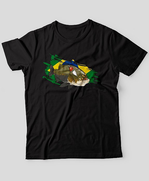 Camiseta Brk Fishing Pescaria Tambaqui Brasil com Algodão Egípcio