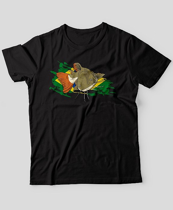 Camiseta Brk Fishing Pescaria Pirarara Brasil com Algodão Egípcio