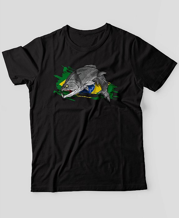 Camiseta Brk Fishing Pescaria Cachorra Brasil com Algodão Egípcio