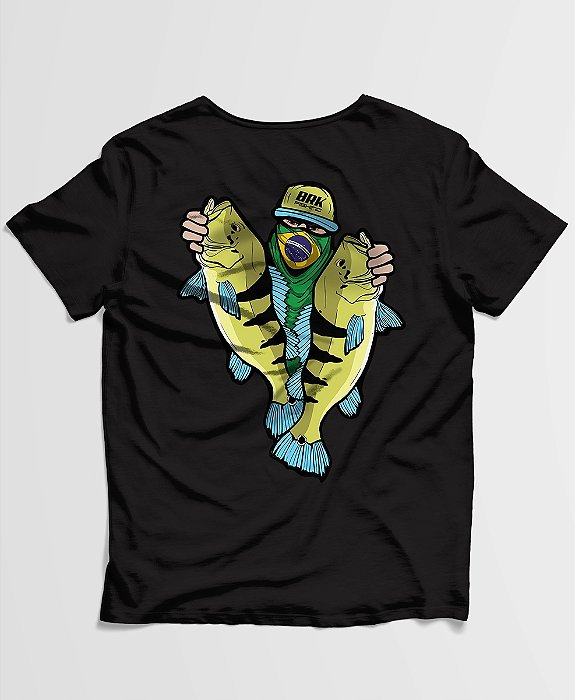 Camiseta Brk Fishing Pescador Tucunaré com Algodão Egípcio
