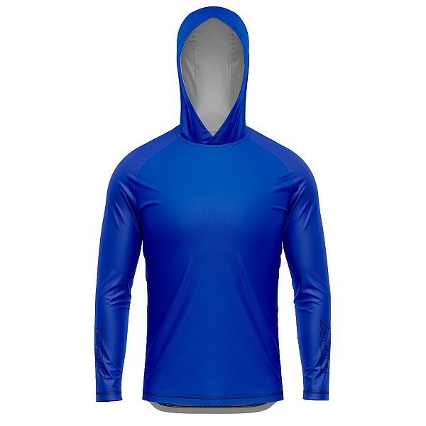 Camisa de Pesca BRK com Capuz Clean Azul Royal com Proteção UV50+
