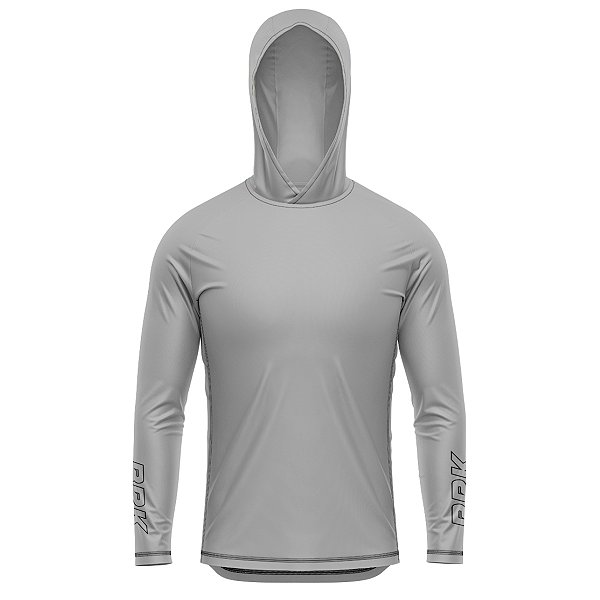 Camisa de Pesca BRK com Capuz Clean Cinza Claro com Proteção UV50+