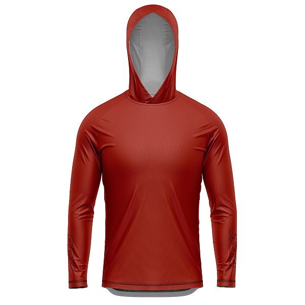 Camisa de Pesca BRK com Capuz Clean Vermelho com Proteção UV50+