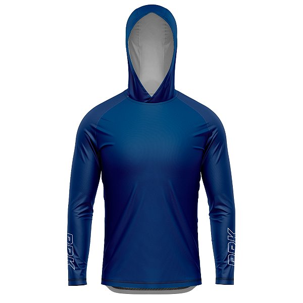 Camisa de Pesca BRK com Capuz Clean Azul Marinho com Proteção UV50+