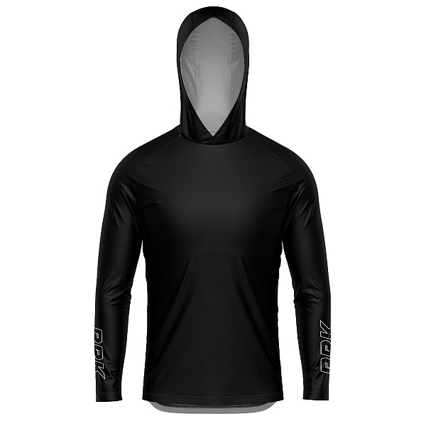 Camisa de Pesca BRK com Capuz Clean Preto com Proteção UV50+