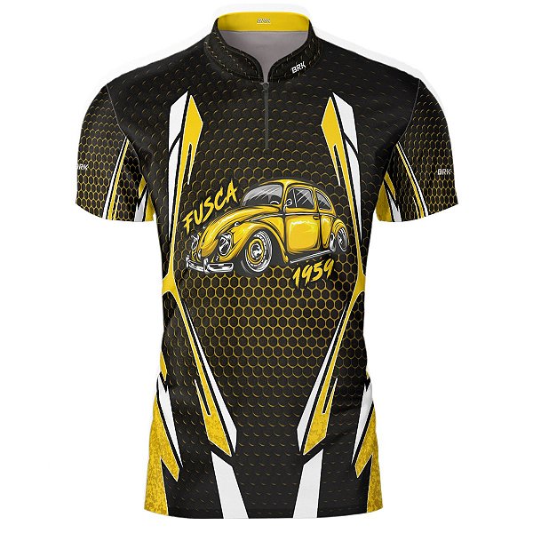 Camisa de Carros Antigos Brk Fusca Amarelo com Proteção UV 50+