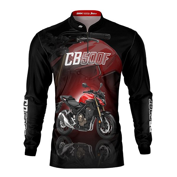 Camisa Brk Motociclismo CB500F Vermelha com Proteção UV50+