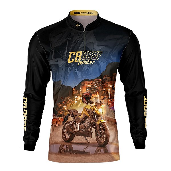 Camisa Brk Motociclismo CB300F Twister Dourada com Proteção UV50+