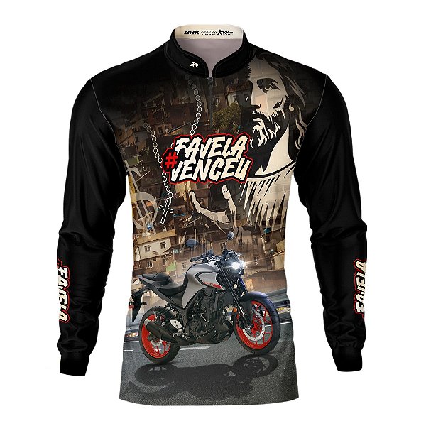 Camisa Brk Motociclismo Favela Venceu MT03 com Proteção UV50+