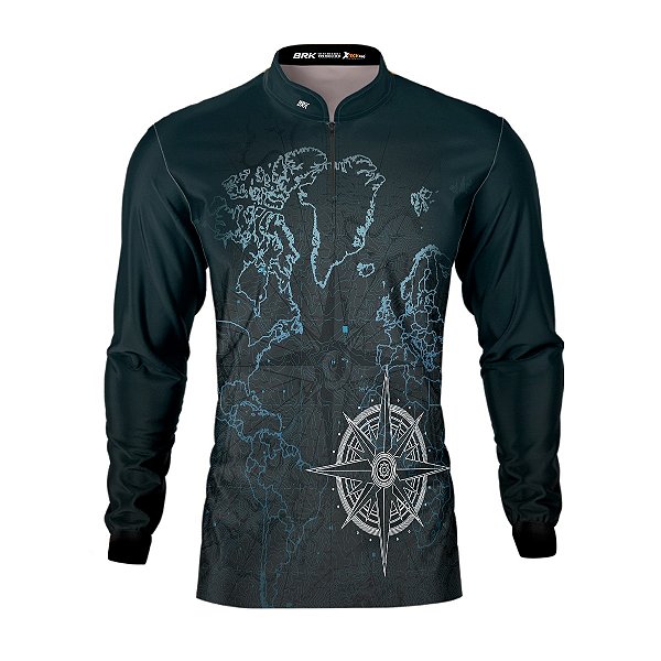 Camisa Motociclista Brk Mapa Estilizado com UV50+