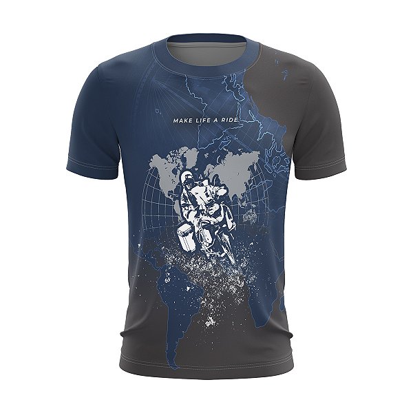 Camiseta Casual Brk Azul Big Trail Life com Proteção UV50+