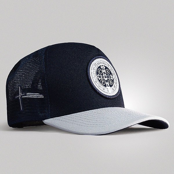 Boné Trucker Brk Agro São Bento Azul e Cinza Claro