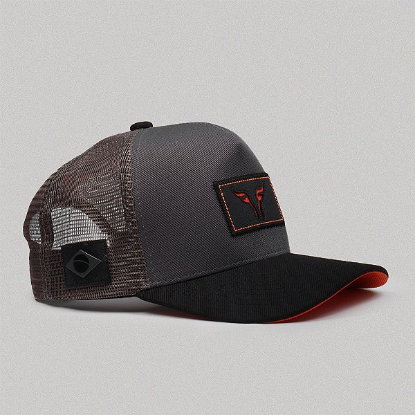 Boné Trucker Brk Agro Toro Preto e Laranja