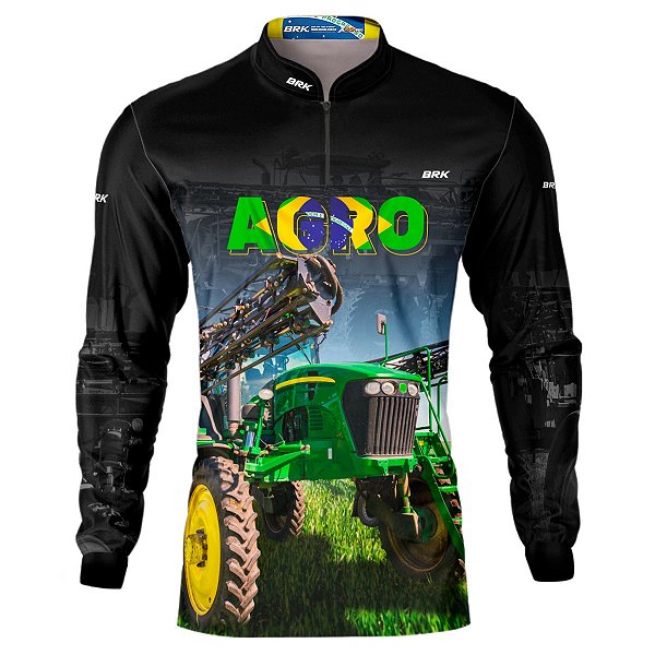 Camisa Agro Brk Preta Agro Pulverizador com UV50+