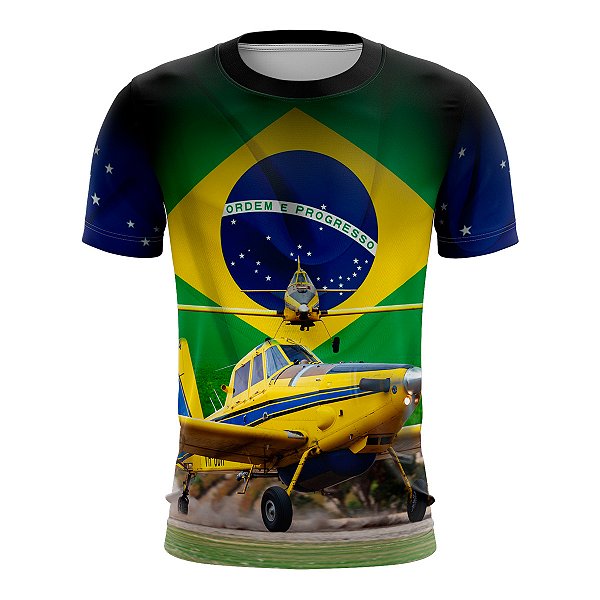 Camiseta Brasil Patriota Avião Agricola Proteção Solar UV50+