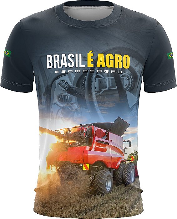 Camiseta Brk Brasil é Agro Colheitadeira Com Proteção Solar UV50+