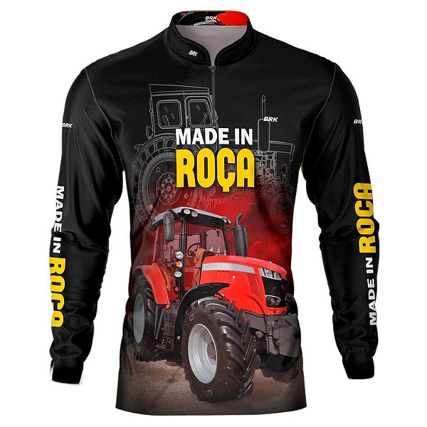 Camisa BRK Agro Made in Roça Trator Vermelho com Proteção Solar UV 50+