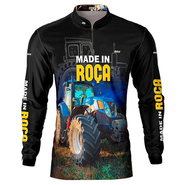 Camisa BRK Agro Made in Roça Trator Azul com Proteção Solar UV 50+